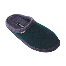 Lade das Bild in den Galerie-Viewer, Bacinas Filzhausschuhe Pantoffel dark green/grey