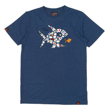Lade das Bild in den Galerie-Viewer, THTC Hanf T-Shirt Plastic Fish blau
